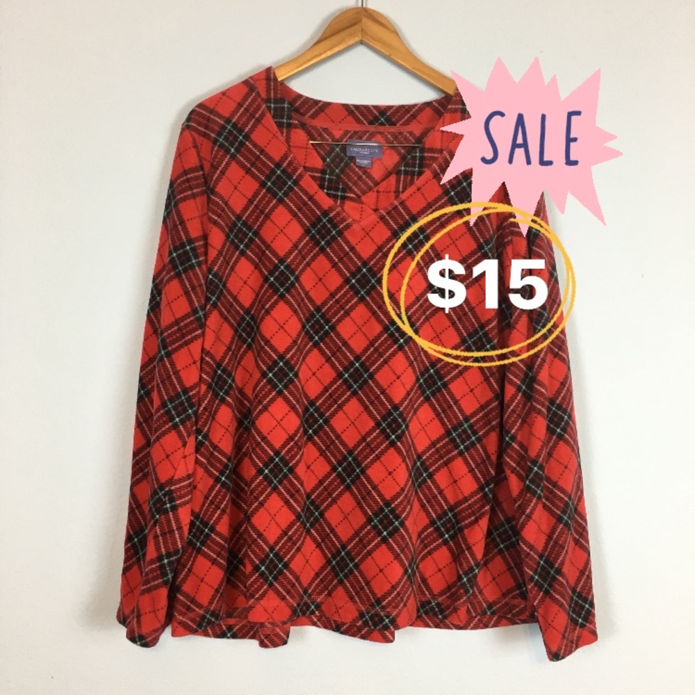 V-neck Red & Black Checker Blouse